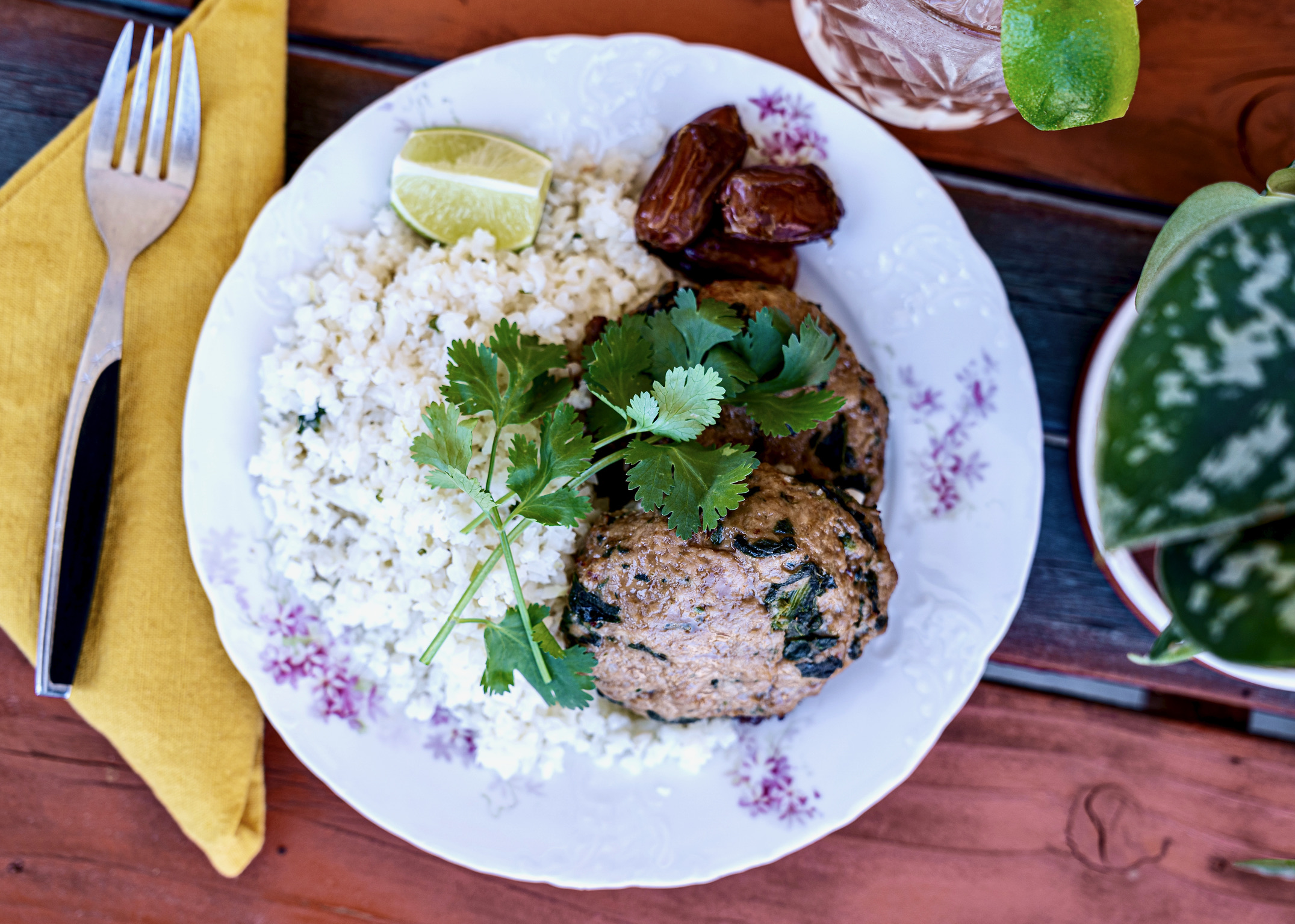 Chicken Satay Burger with Coconut Lime Rice